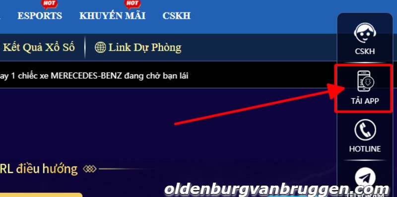 Lựa chọn phần tải app tại trang chủ